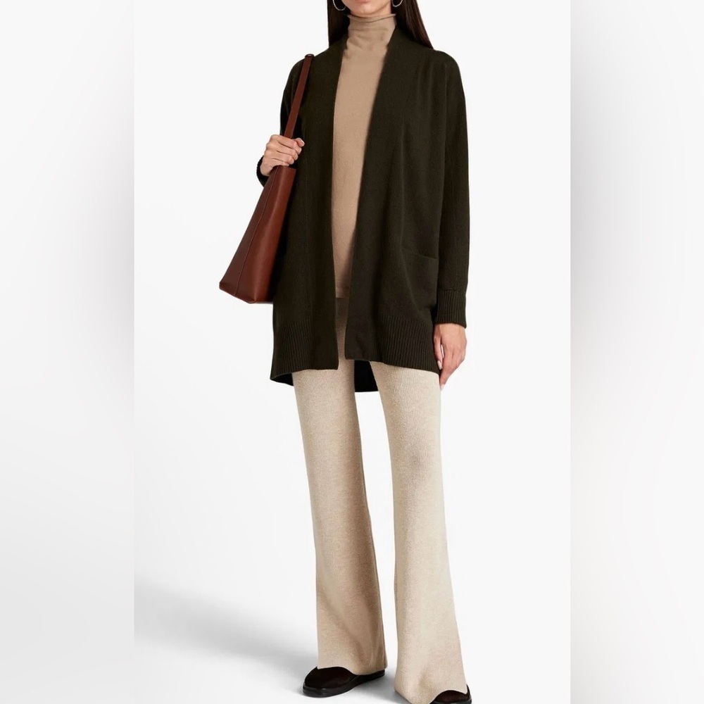 Vince Olive Green Wool and Cashmere Blend Open Cardigan - Size S